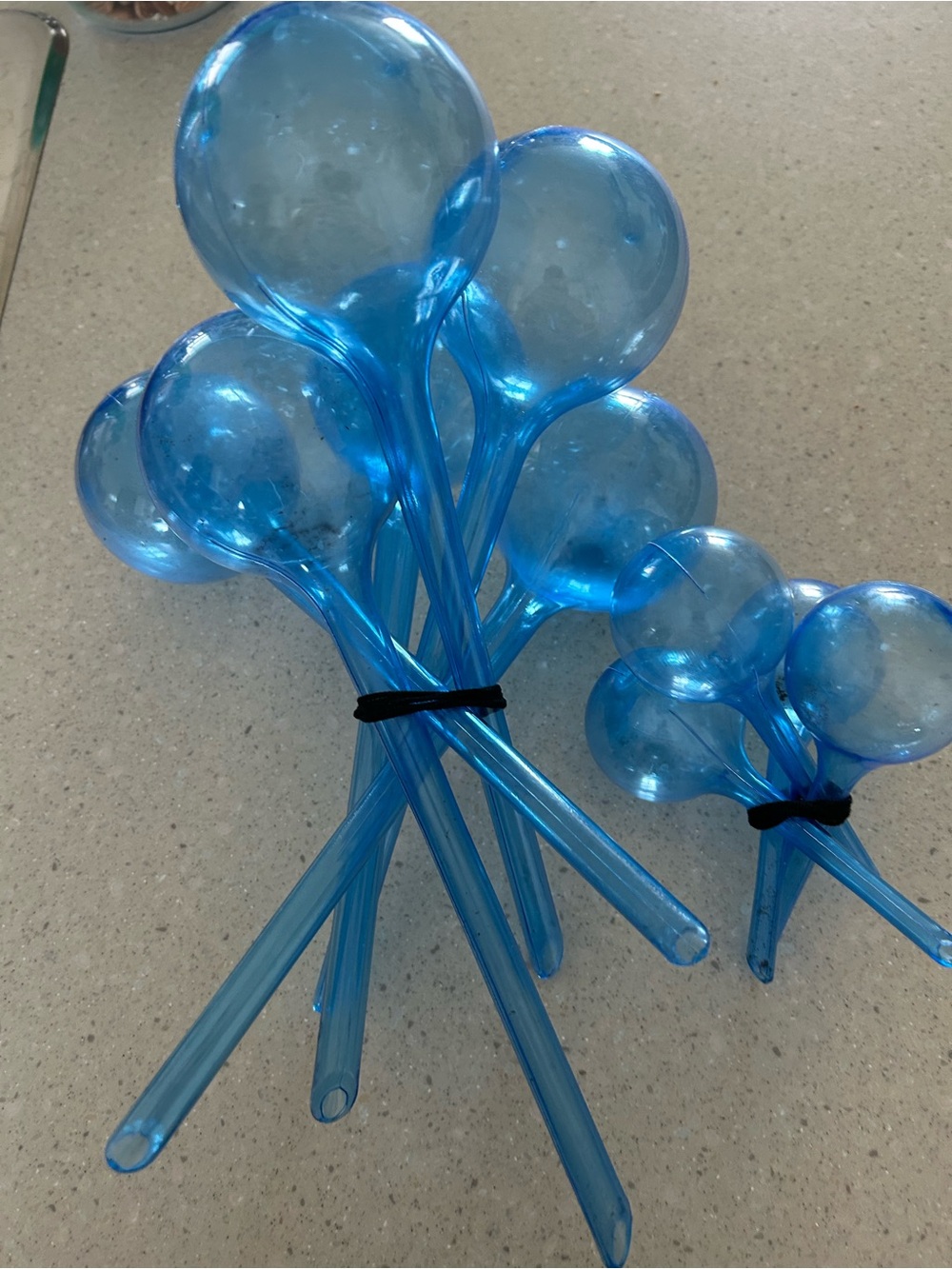 Blue Decorative Glass Plant Watering Globes - Set of 8
